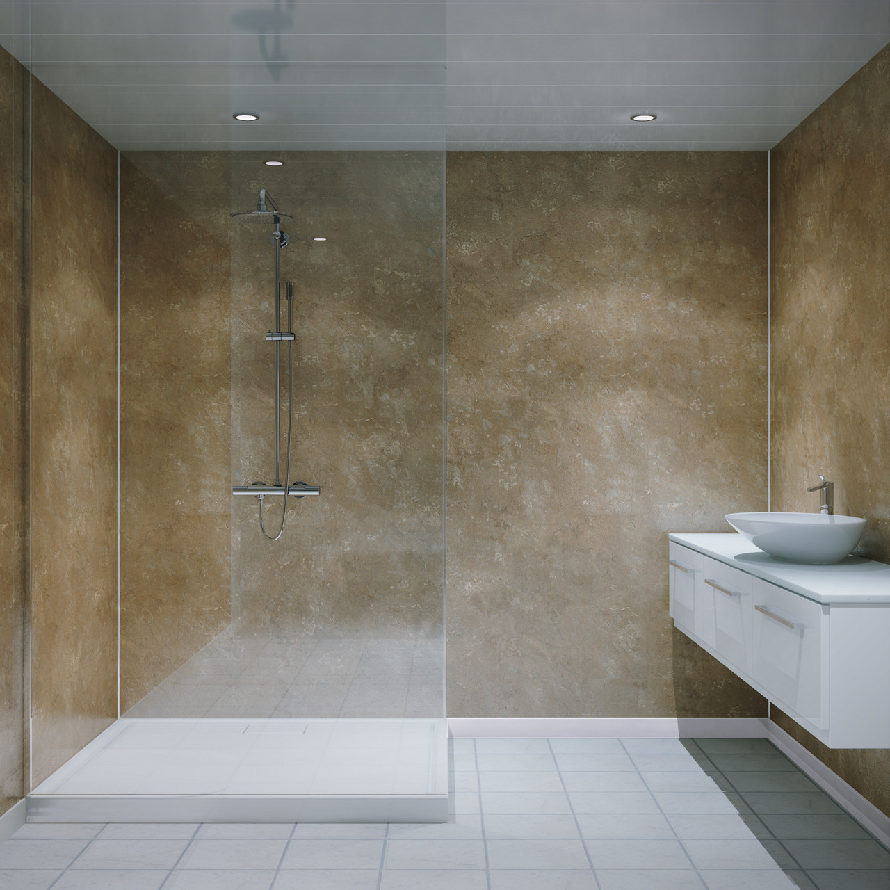 Bathroom Shower Wall Panels
 Multipanel Classic Travertine Hydro Lock Tongue & Groove