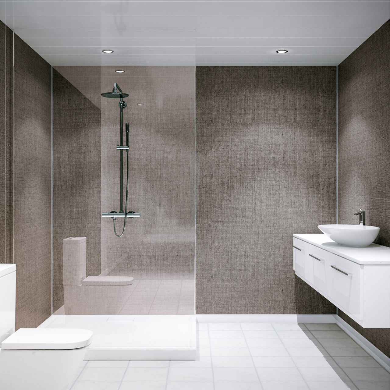 Bathroom Shower Wall Panels
 Multipanel Classic Umber Brocade Unlipped Bathroom Wall Panel