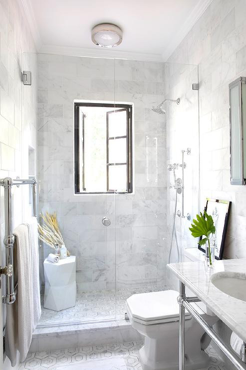 Bathroom Shower Windows
 Shower with French Windows Transitional Bathroom
