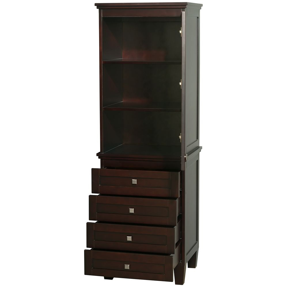 Bathroom Storage Tower
 Bathroom Linen Tower with Shelved Cabinet Storage and 4