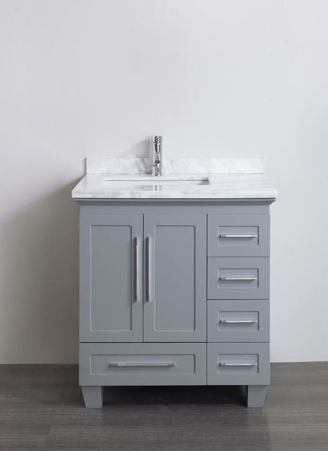 Bathroom Vanity 30 Inches Wide
 Accanto Contemporary 30 inch Grey Finish Bathroom Vanity
