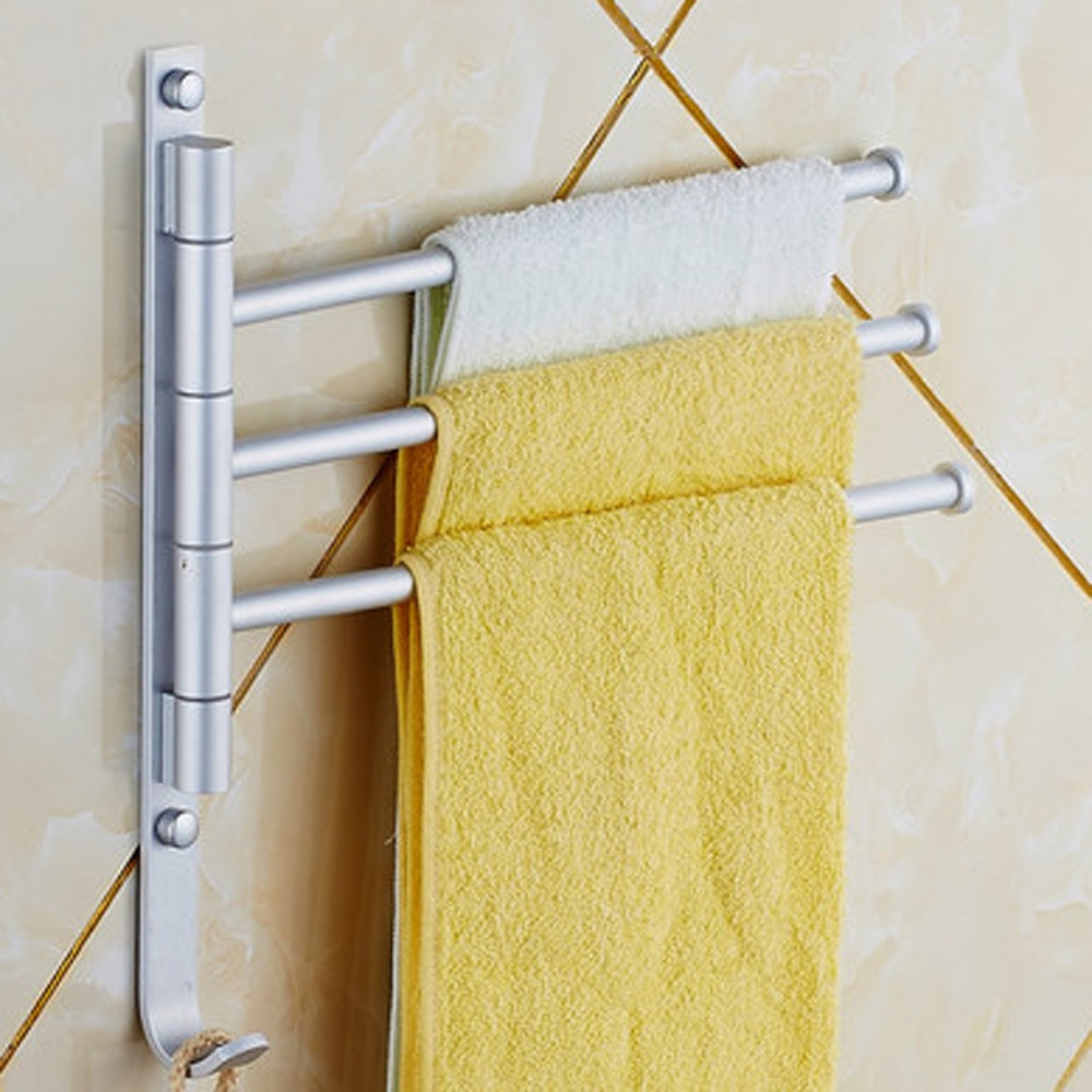 Bathroom Wall Towel Rack
 Aluminium Towel Rack 3 Swivel Bars Rotary Bar Kitchen