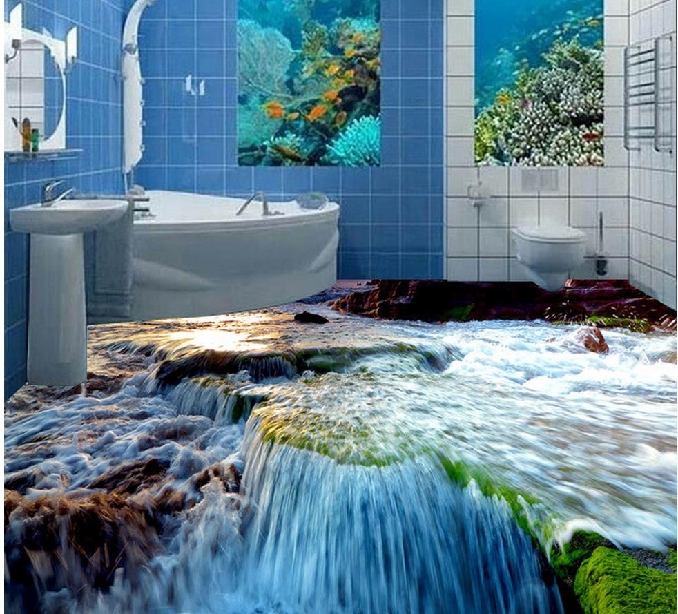 Bathroom Wallpaper Waterproof
 3D water stone floor bathroom 3d wallpaper waterproof pvc