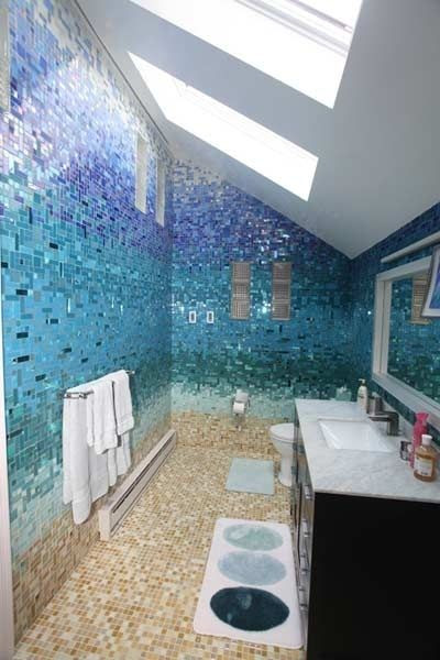 Beach Tile Bathroom
 Beach look glass tile wall
