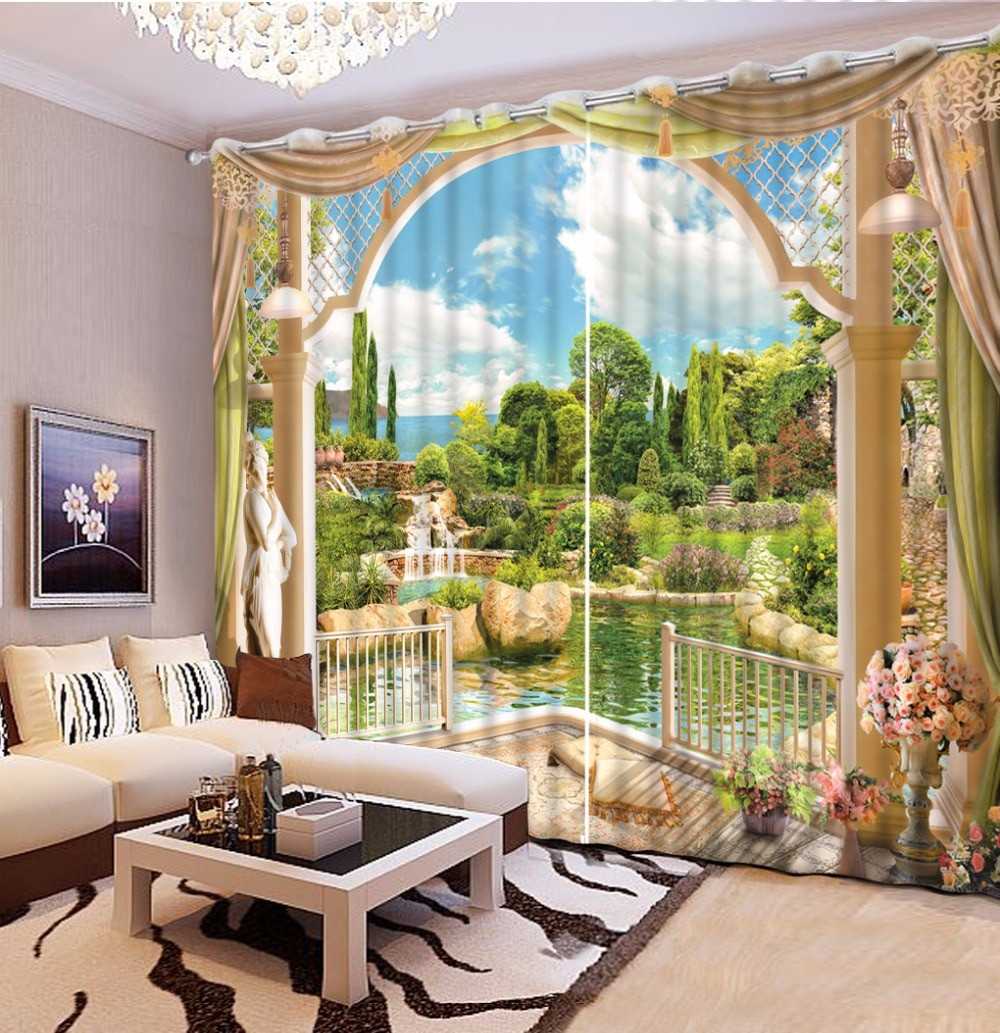 Beautiful Curtains For Living Room
 Garden Scenery 3D Bedroom Curtains beautiful Curtains For