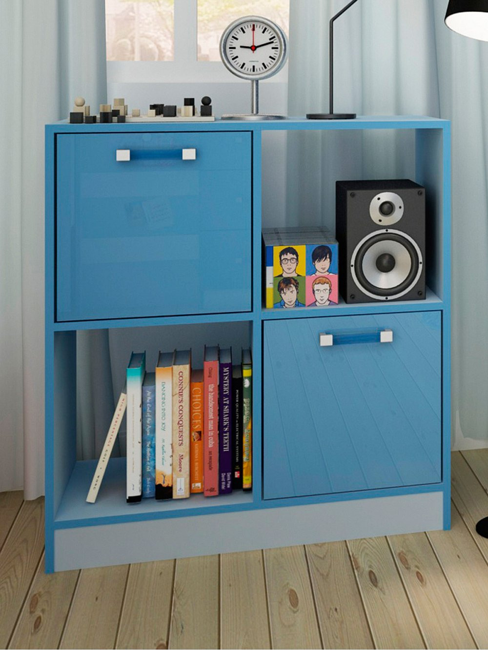 Bedroom Cube Storage
 Kids Blue Toy Storage Unit 4 Cube Bedroom Bookcase 2