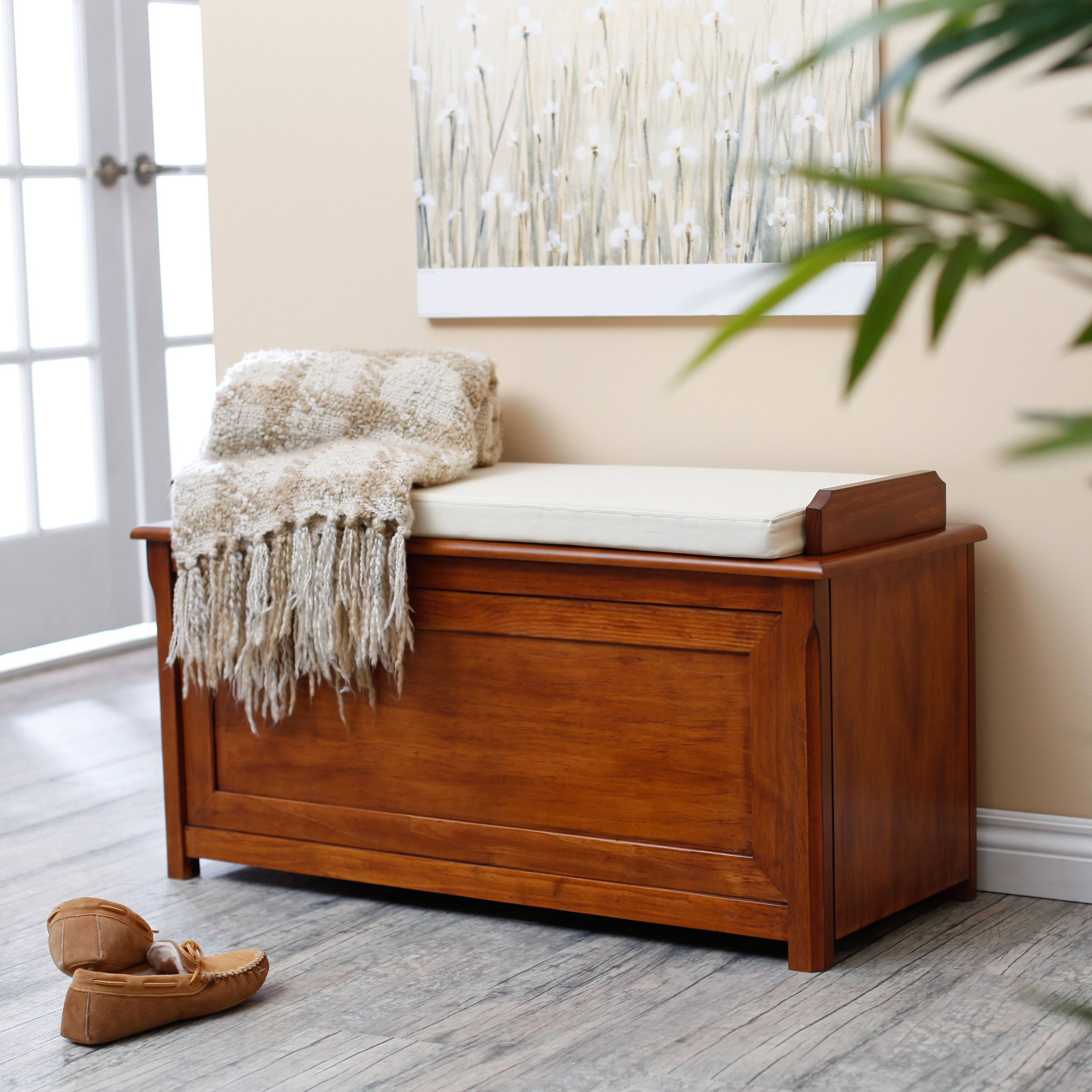 Bedroom Storage Chest Bench
 Cedar Chest Mission Bench with Cushion Oak Indoor