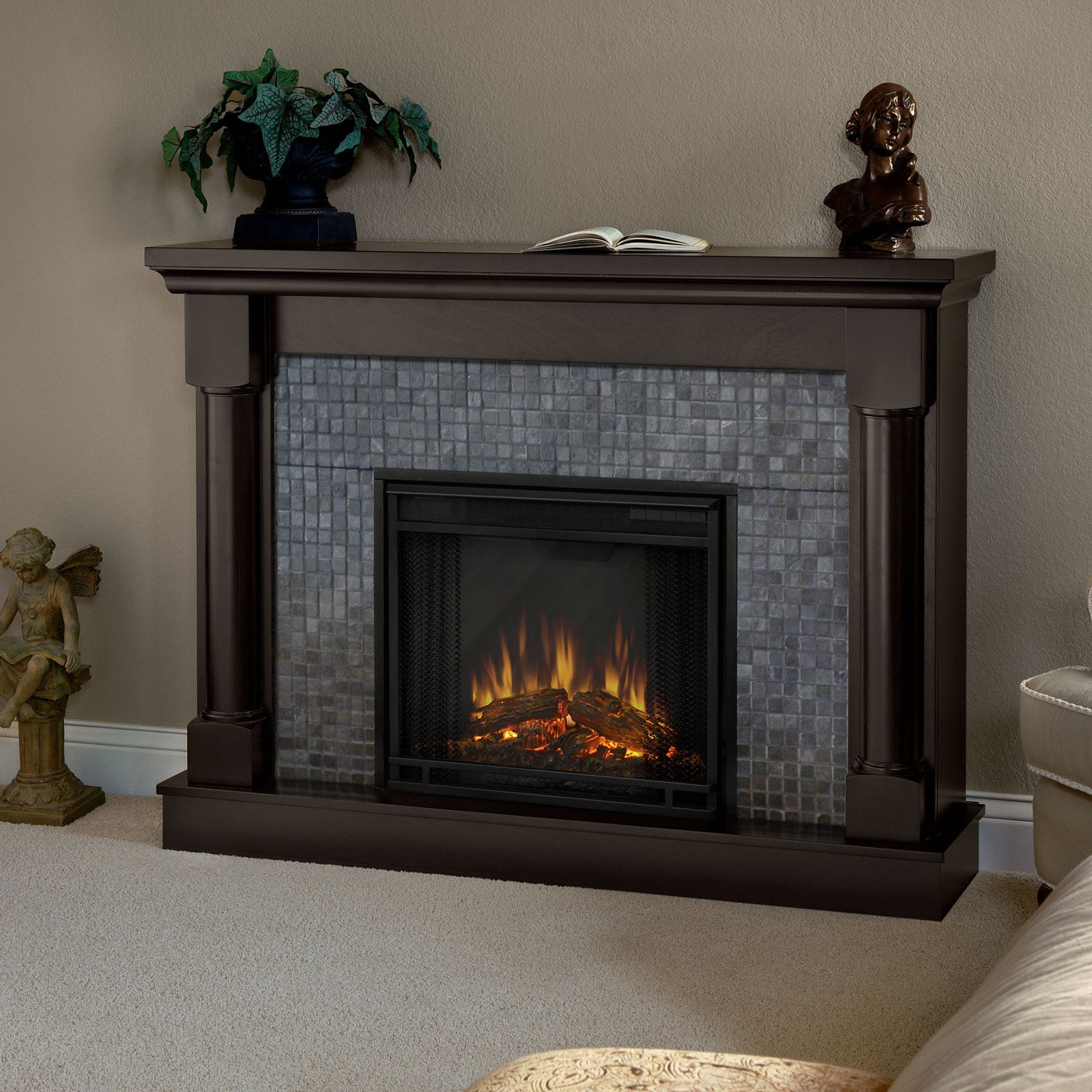 Big Electric Fireplace
 Real Flame Bennett Electric Fireplace Dark Walnut at