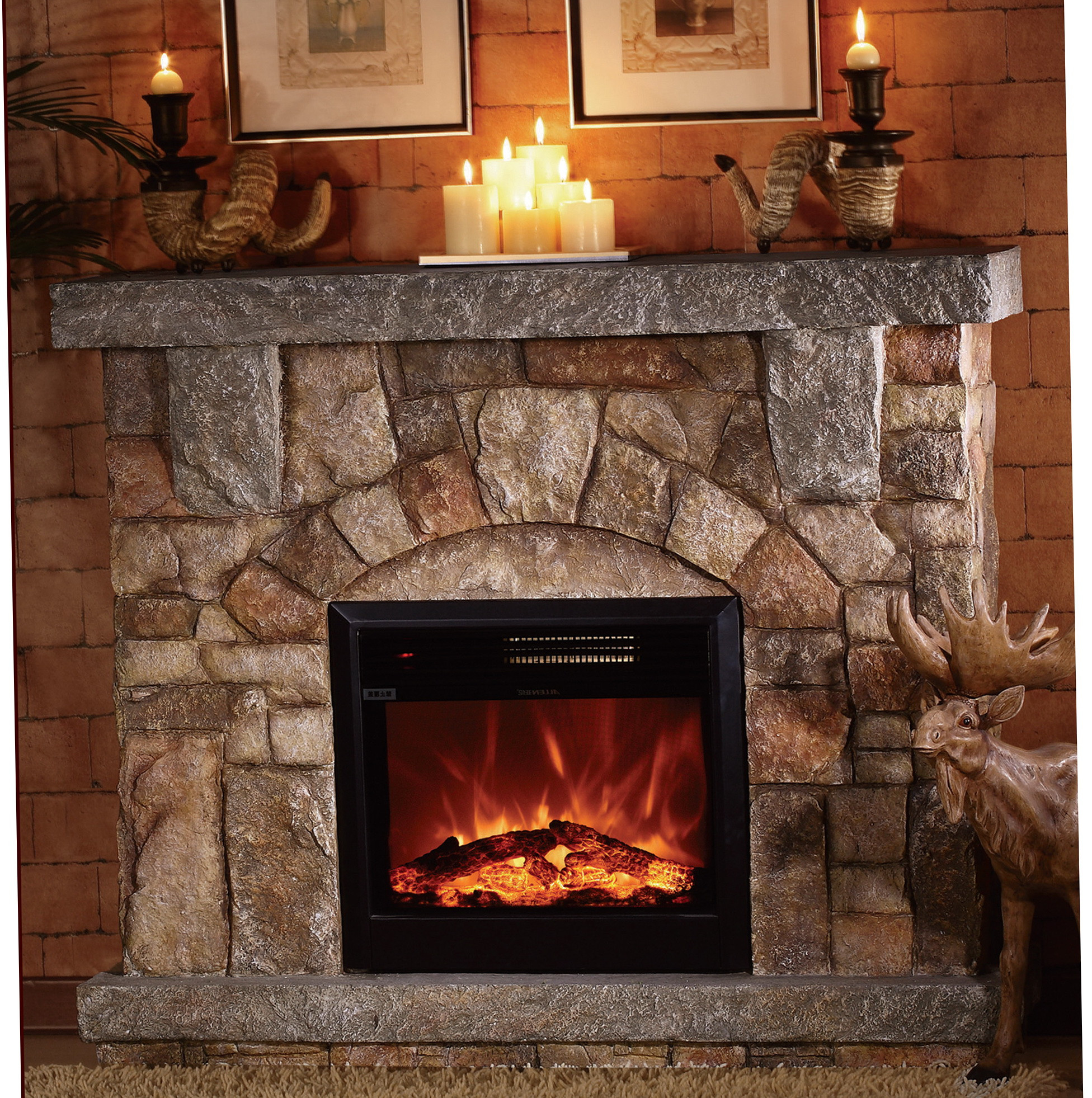 Big Electric Fireplace
 Stone Electric Fireplace for Modern Rustic Home Designs