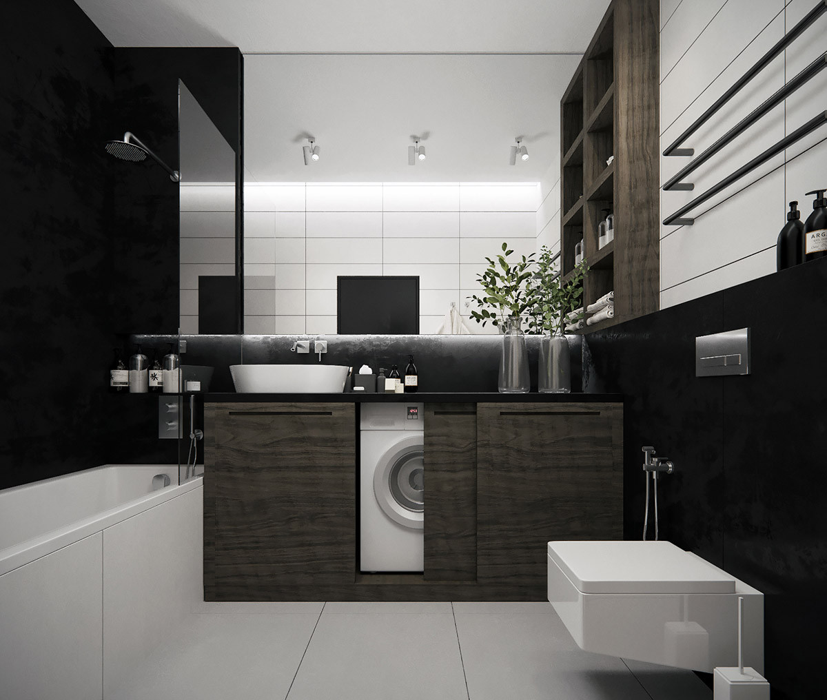 Black And Silver Bathroom Decor
 36 Modern Grey & White Bathrooms That Relax Mind Body & Soul