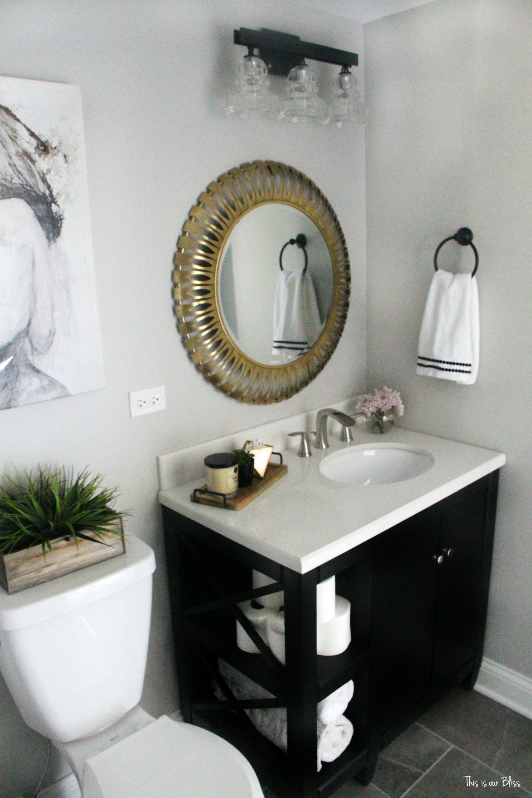 Black And Silver Bathroom Decor
 How to Create a Neutral Glam Basement Bathroom