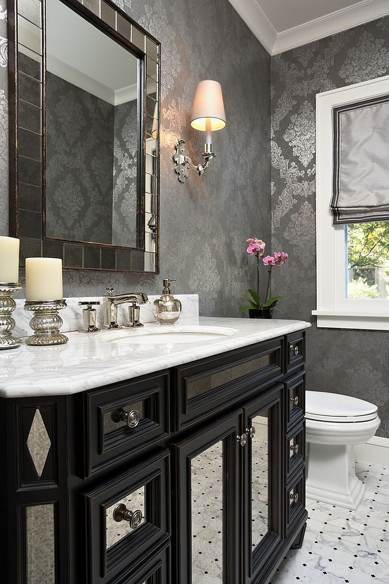 Black And Silver Bathroom Decor
 Always on Trend 20 Powder Rooms in Black and White