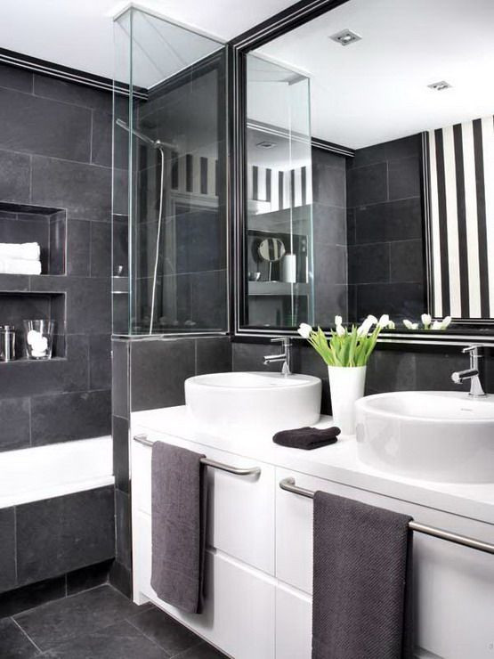 Black And Silver Bathroom Decor
 100 Fabulous Black White Gray Bathroom Design WITH PICTURES