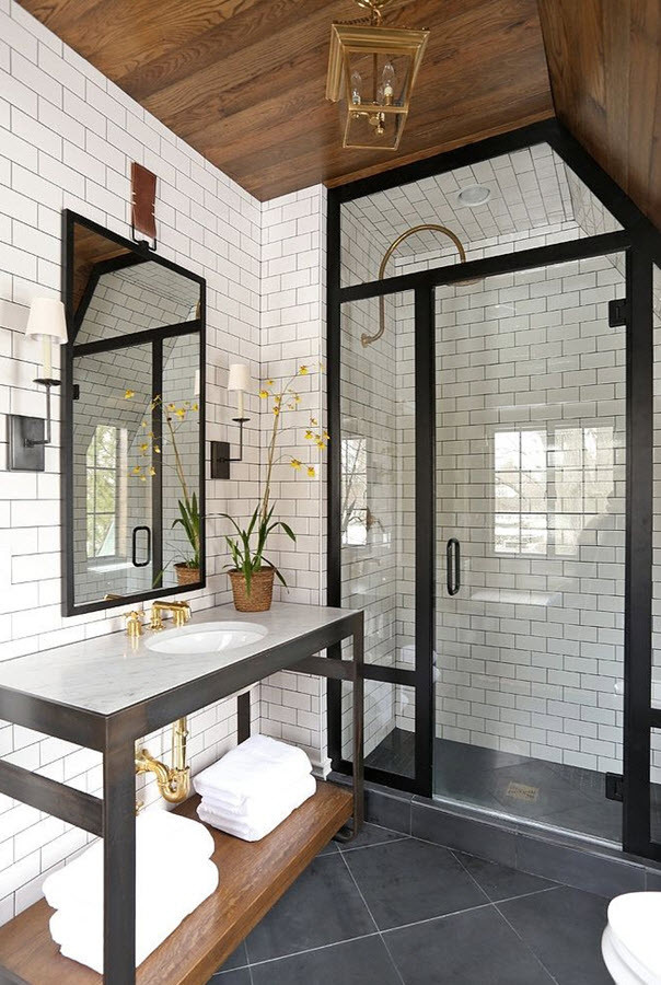 Black Bathroom Tile
 33 black slate bathroom floor tiles ideas and pictures 2019
