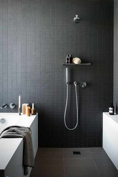 Black Bathroom Tile
 35 black slate bathroom wall tiles ideas and pictures