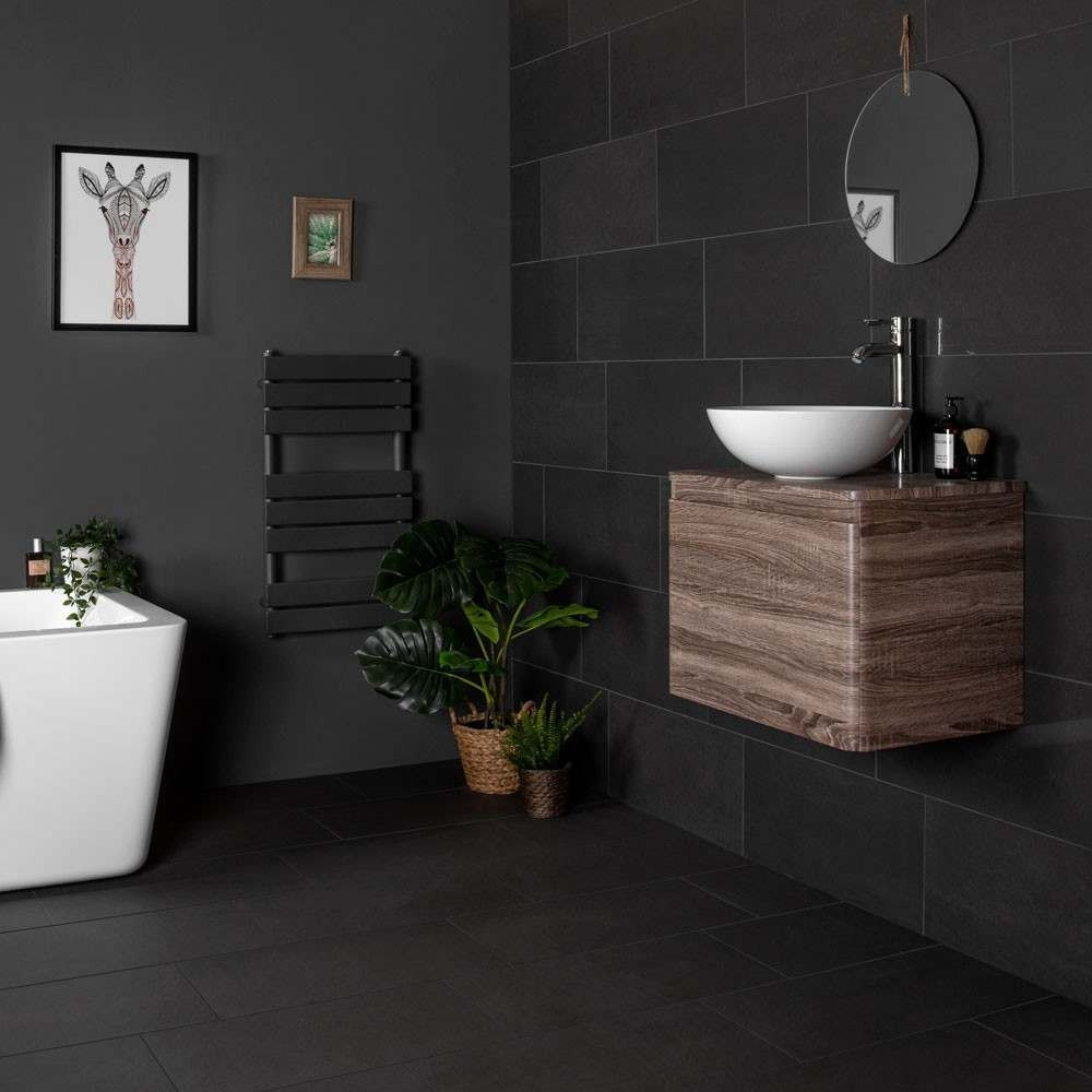 Black Bathroom Tile
 Salon Porcelain Black Polished 600x300 Tiles