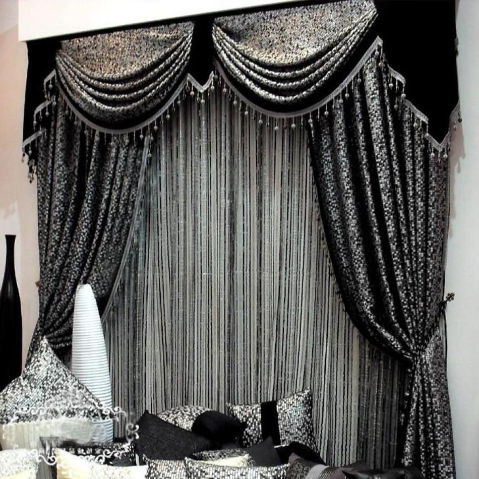 Black Living Room Curtains
 Black color curtain design for contemporary living room