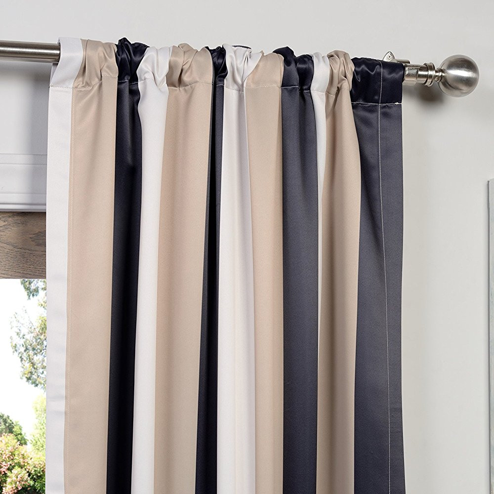 Black Living Room Curtains
 Modern Farmhouse Vertical Striped Black And Beige Living