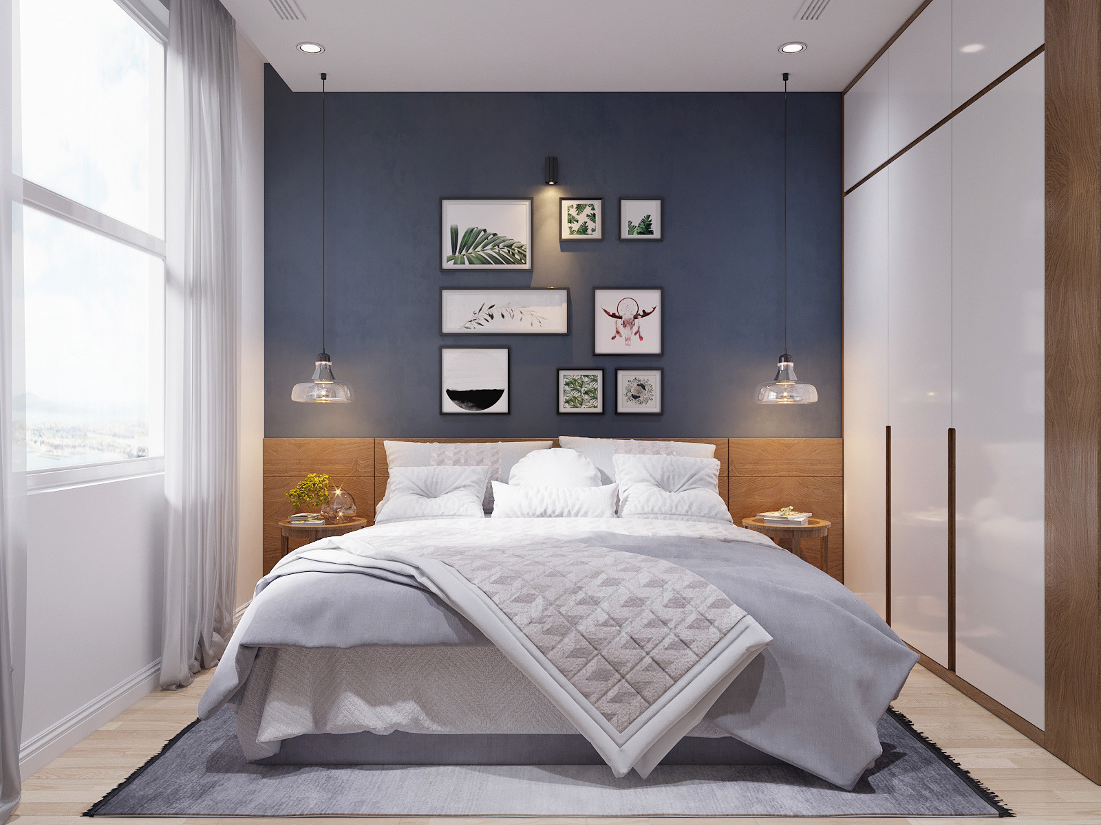 Blue Accent Wall Bedroom
 Modern Scandinavian Style Home Design For Young Families