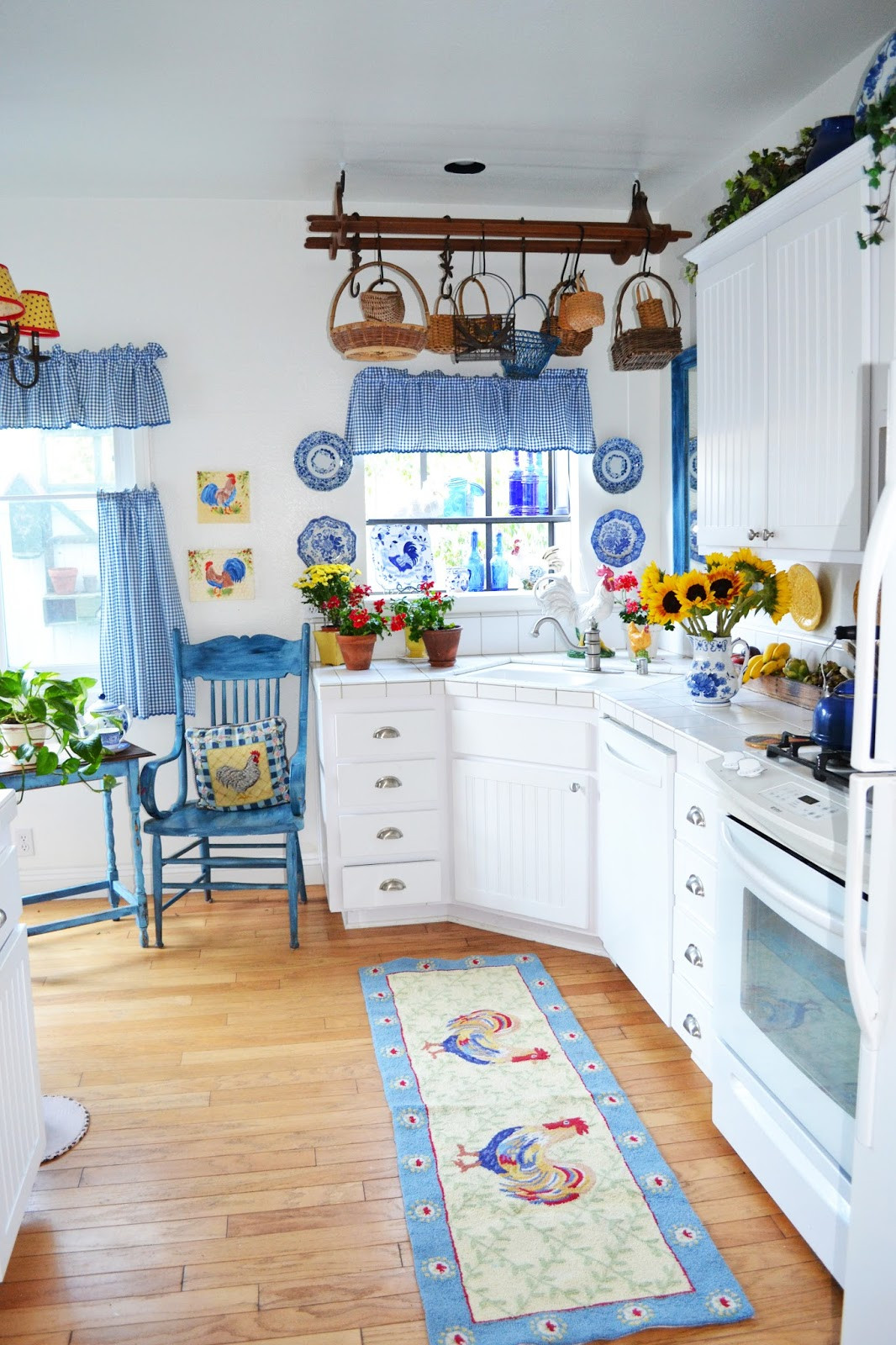 Blue And White Kitchen Ideas
 My Painted Garden Painting Roosters to Match My Blue and