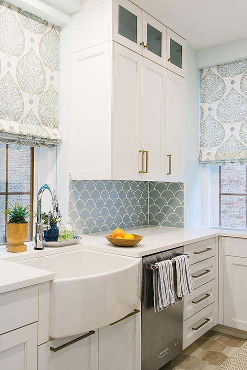Blue Kitchen Tile
 Blue Kitchen Backsplash Tiles with White Cabinets