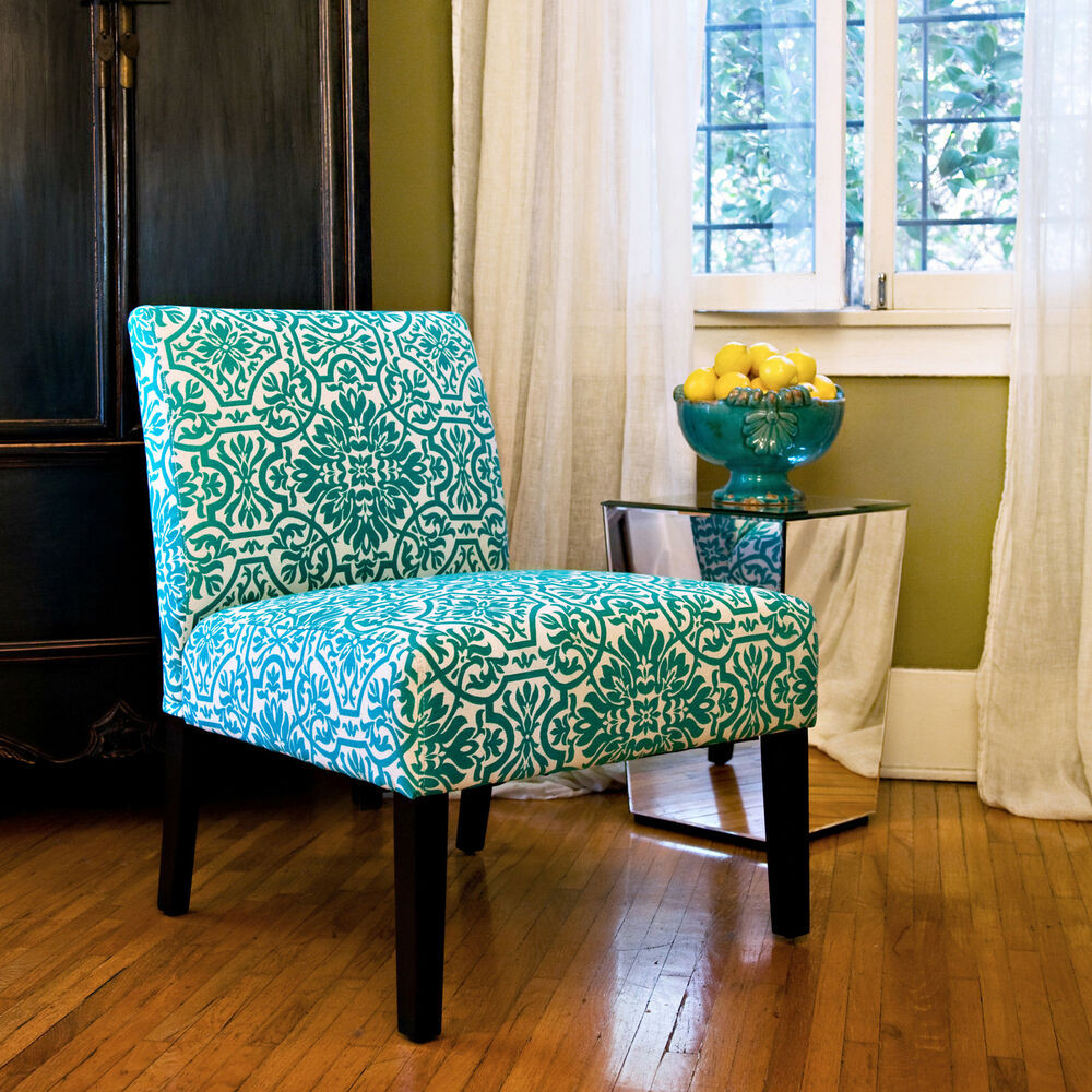 Blue Living Room Chair
 Modern Turquoise Blue Upholstered Armless Chair Seat