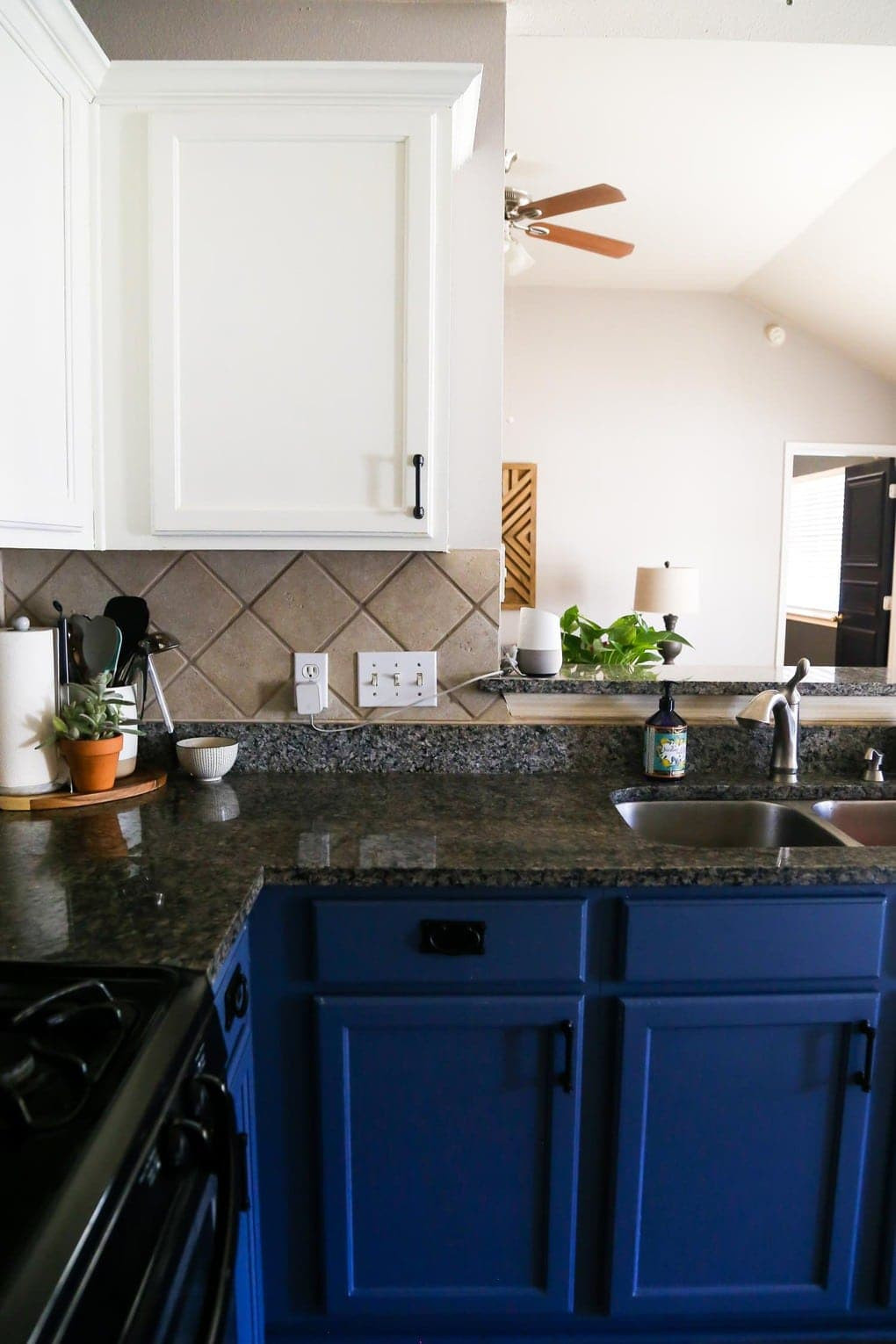 Blue White Kitchen
 Our DIY Blue & White Kitchen Cabinets Love & Renovations