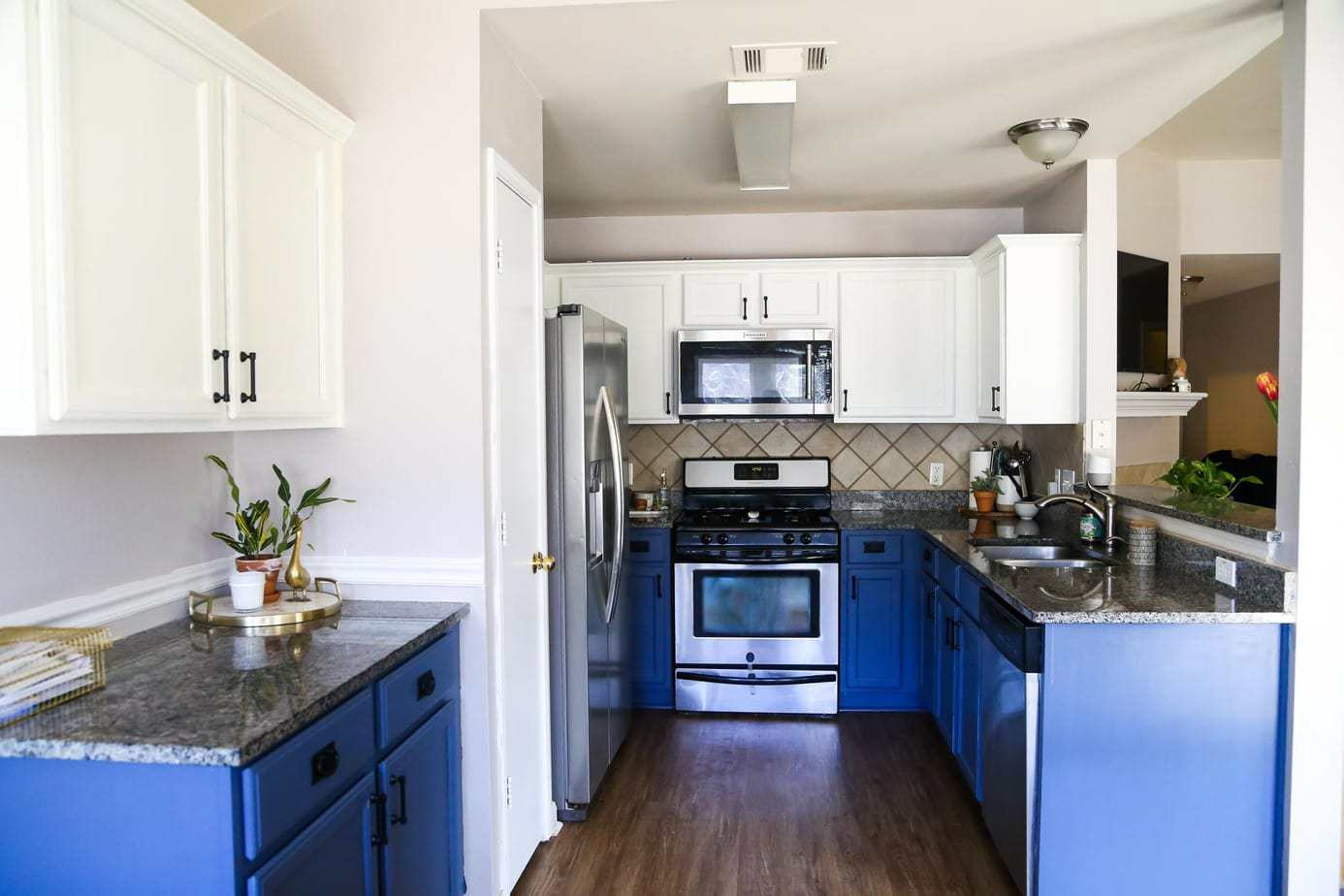 Blue White Kitchen
 Our DIY Blue & White Kitchen Cabinets Love & Renovations