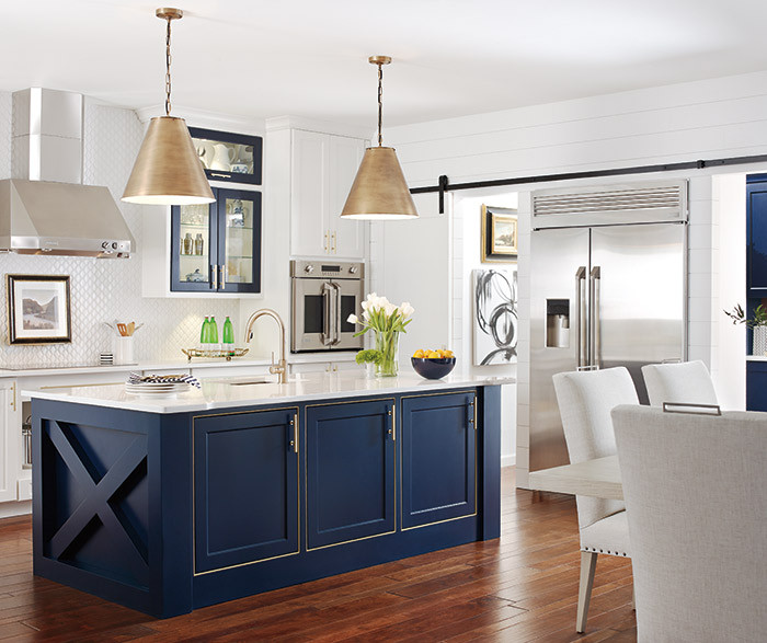 Blue White Kitchen
 Renner Shaker Style Cabinet Doors Omega Cabinetry
