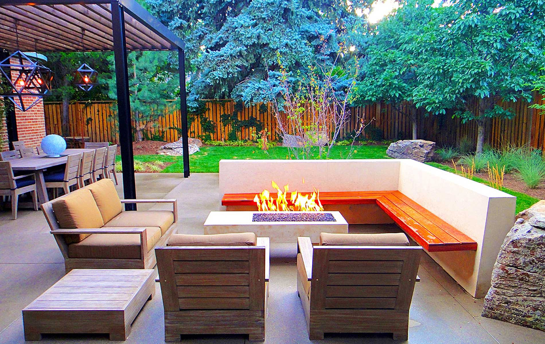 Built In Fire Pit Patio
 Modern Outdoor Living Space in Park Hill Mile High