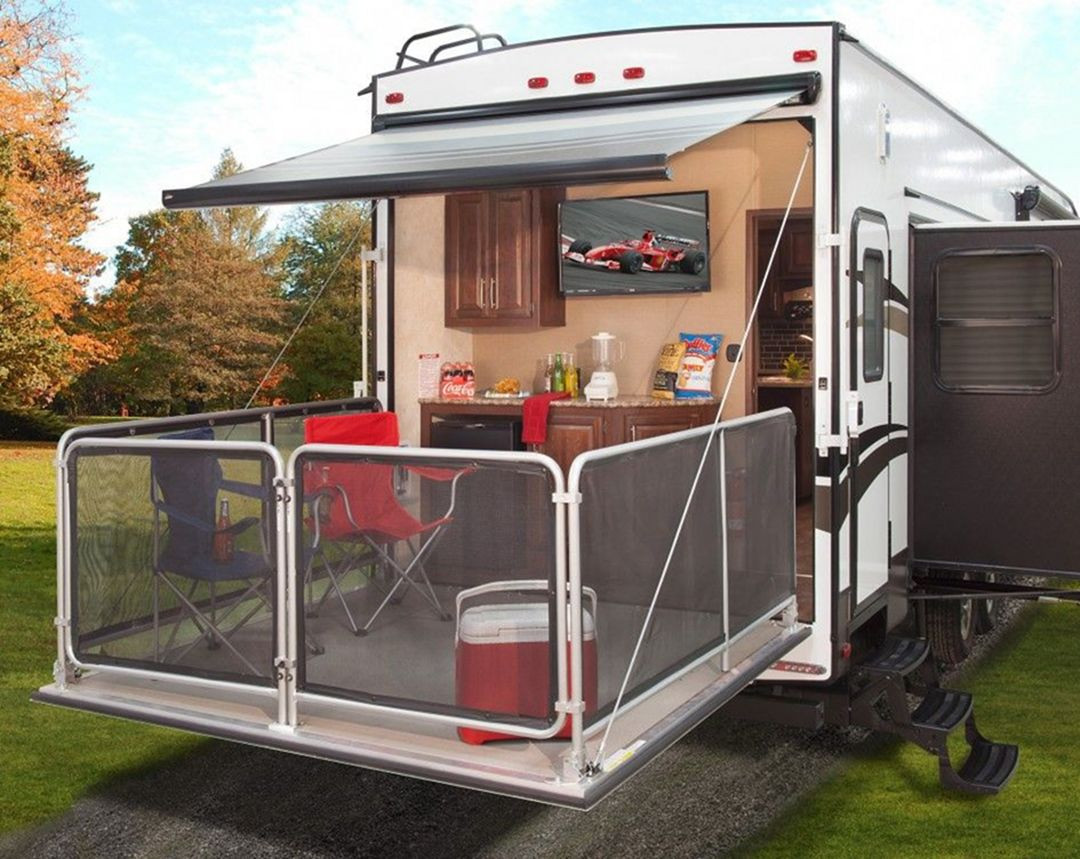 camper with outdoor kitchen bunks bath and half