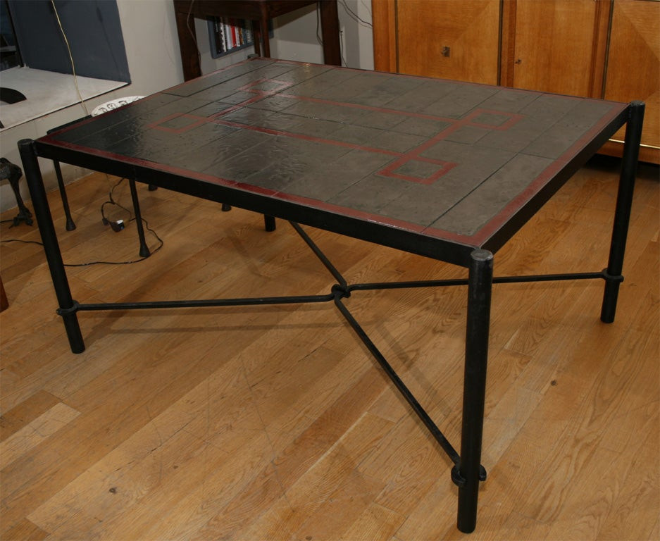 Ceramic Tile Kitchen Tables
 Ceramic tile top dining table by Jacques Adnet at 1stdibs