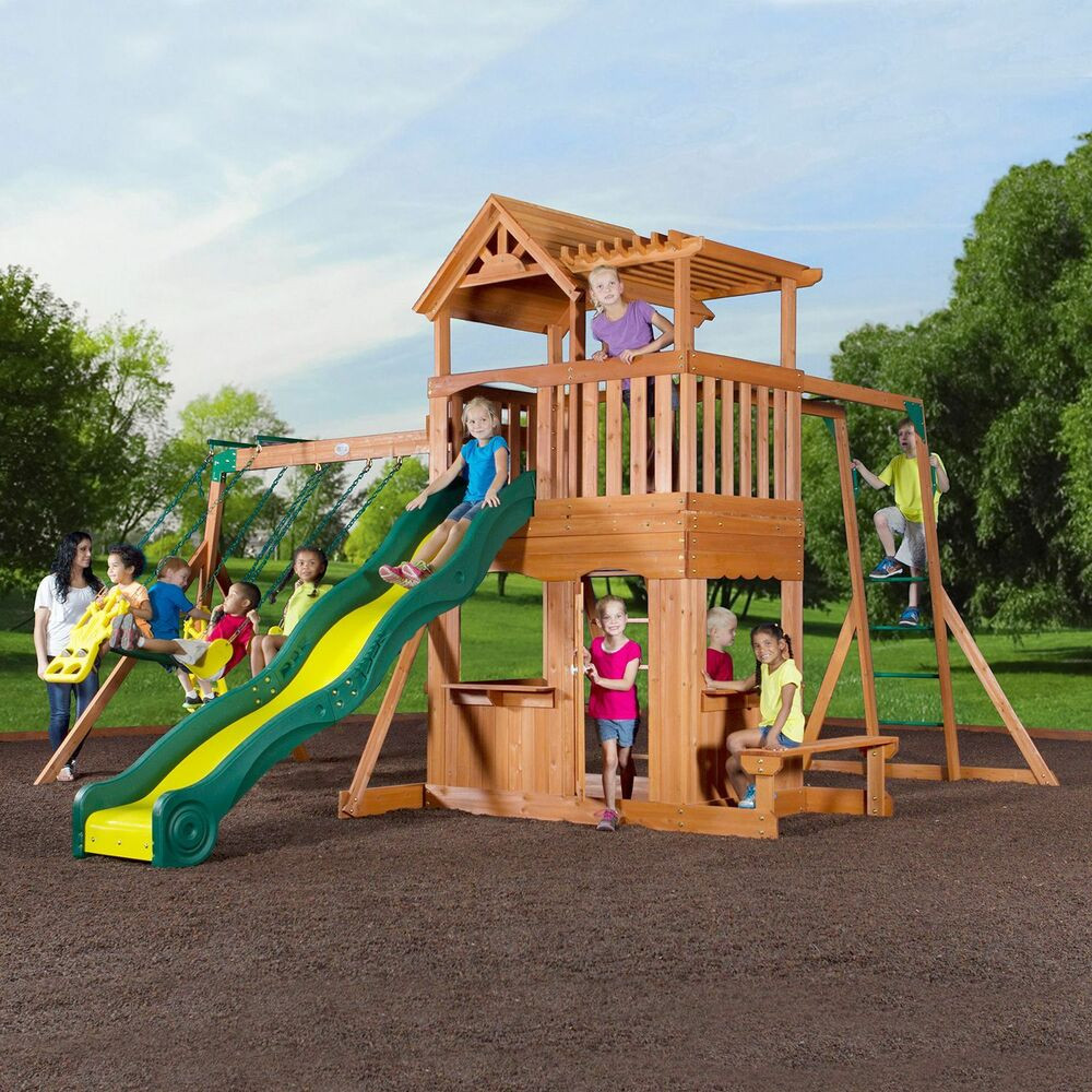 Cheap Kids Swing Sets
 Thunder Ridge Cedar Swing Play Set Children Kids Playset