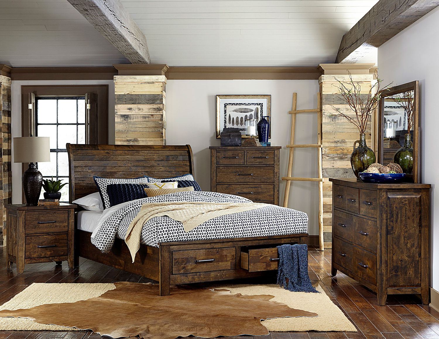 Cheap Rustic Bedroom Furniture Sets
 Homelegance Jerrick Sleigh Platform Storage Bedroom Set