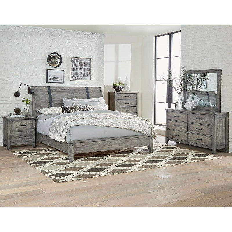 Cheap Rustic Bedroom Furniture Sets
 Rustic Gray 4 Piece Queen Bedroom Set Nelson