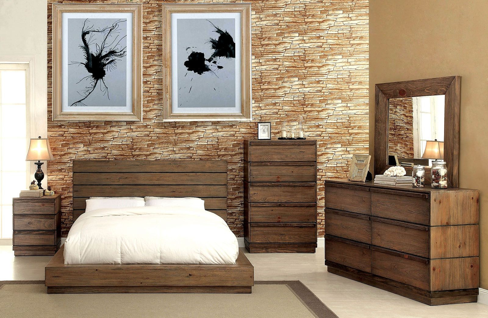 Cheap Rustic Bedroom Furniture Sets
 Coimbra Rustic Natural Bedroom Set from Furniture of