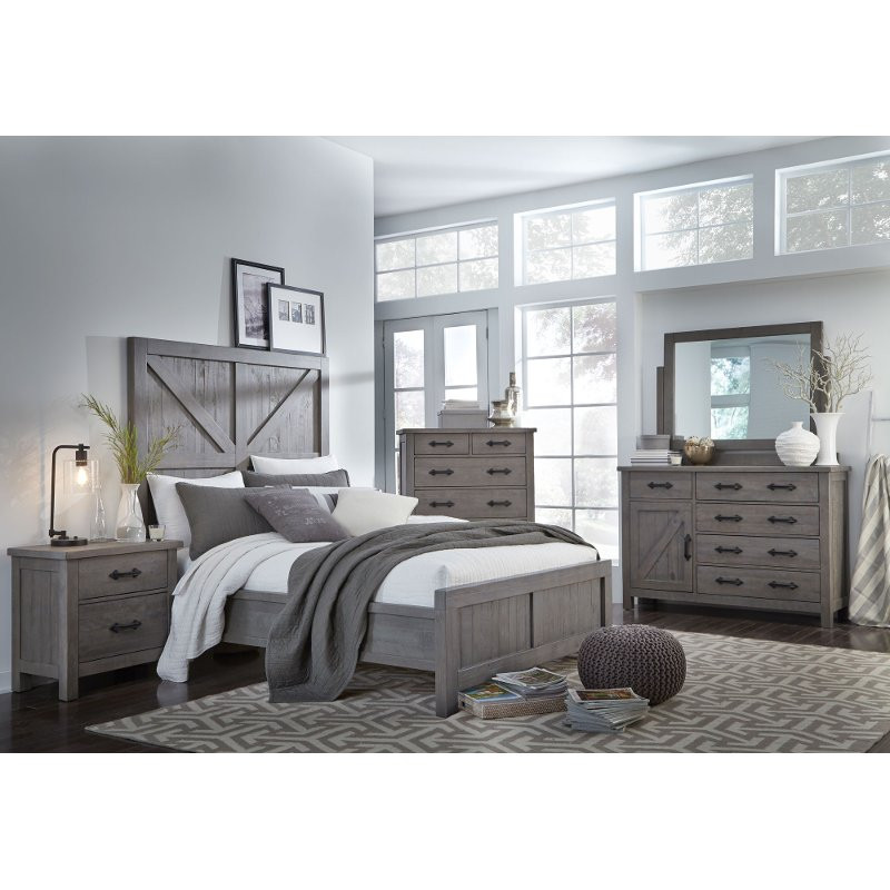 Cheap Rustic Bedroom Furniture Sets
 Gray Rustic Contemporary 4 Piece King Bedroom Set Austin