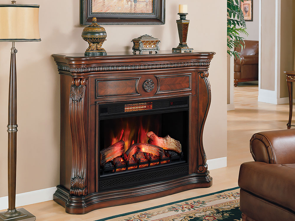 Cherry Electric Fireplace
 Lexington 33 In Infrared Empire Cherry Electric Fireplace