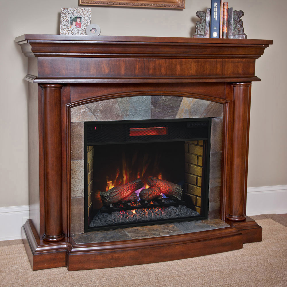 Cherry Electric Fireplace
 Aspen Infrared Electric Fireplace Mantel Package in