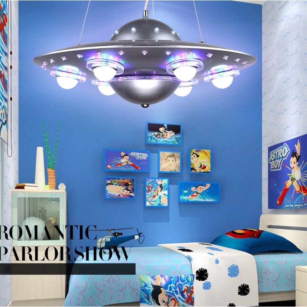 Child Bedroom Lights
 Colorful Remote Control UFO Spaceship Chandelier Children