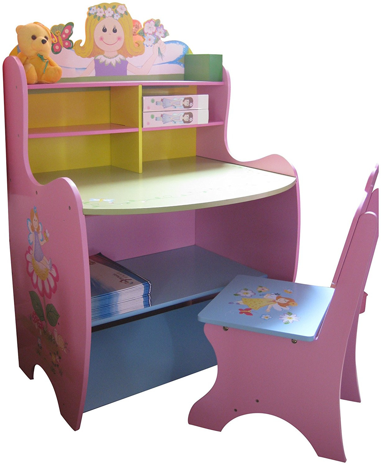 Children Desk With Storage
 Childrens Desk Chair Wooden Writing Storage Fairy Bedroom