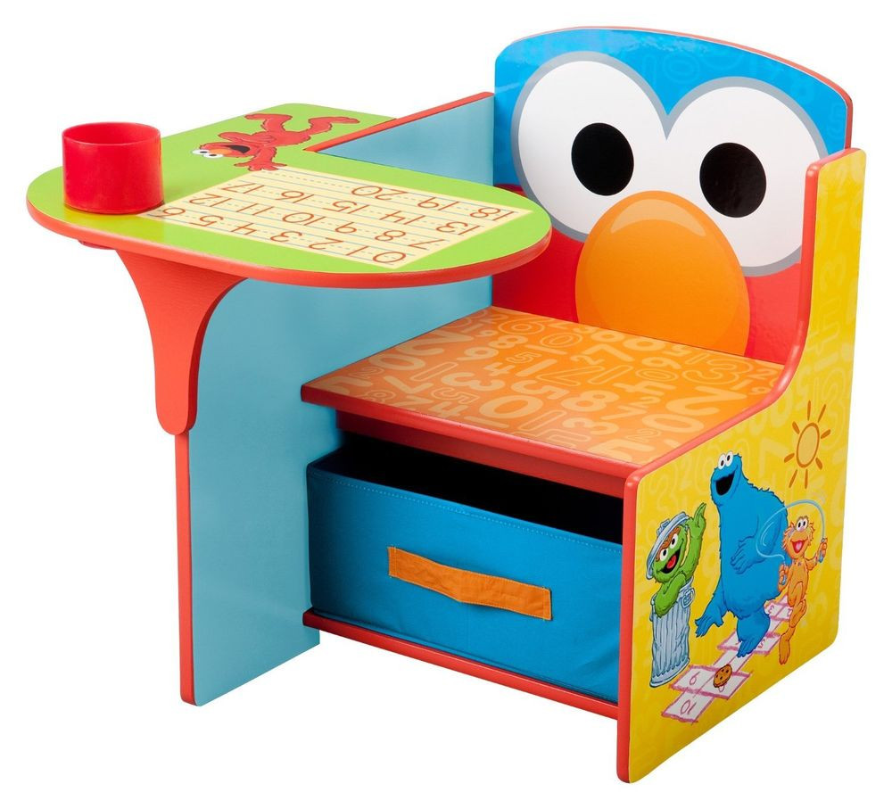 Children Desk With Storage
 Funny Study Desk & Chair Sesame Street Toddler Kids Play