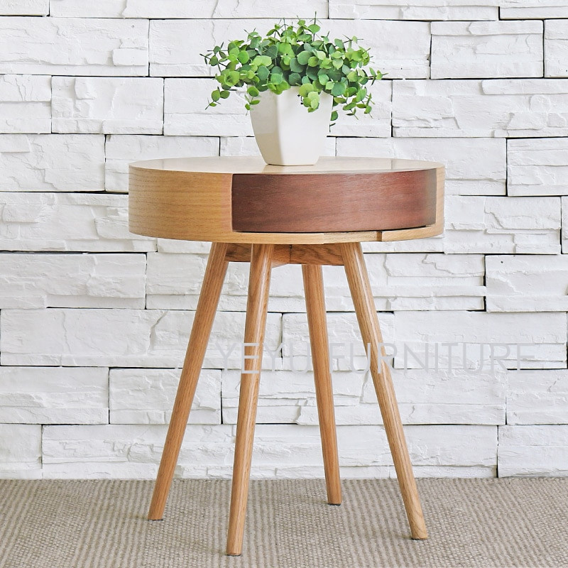 Corner Living Room Tables
 Modern Design Wooden Side Table with Storage drawer