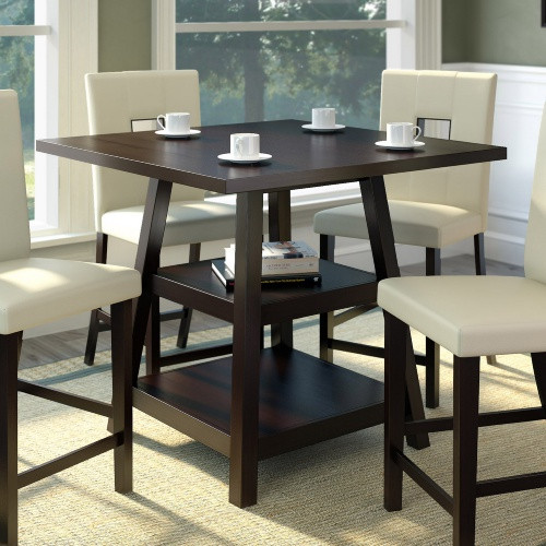 Counter Height Small Kitchen Table
 CorLiving Bistro Counter Height Dining Table with Shelves