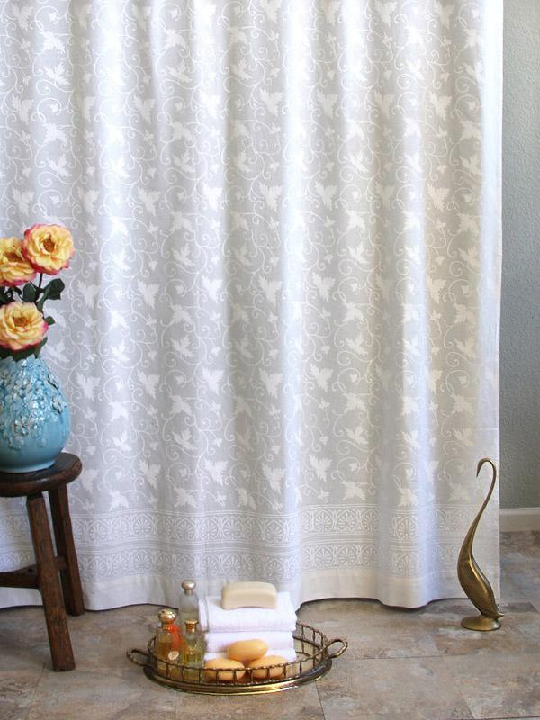 Country Bathroom Shower Curtains
 Ivy Lace White White Vintage Country Cottage Shower