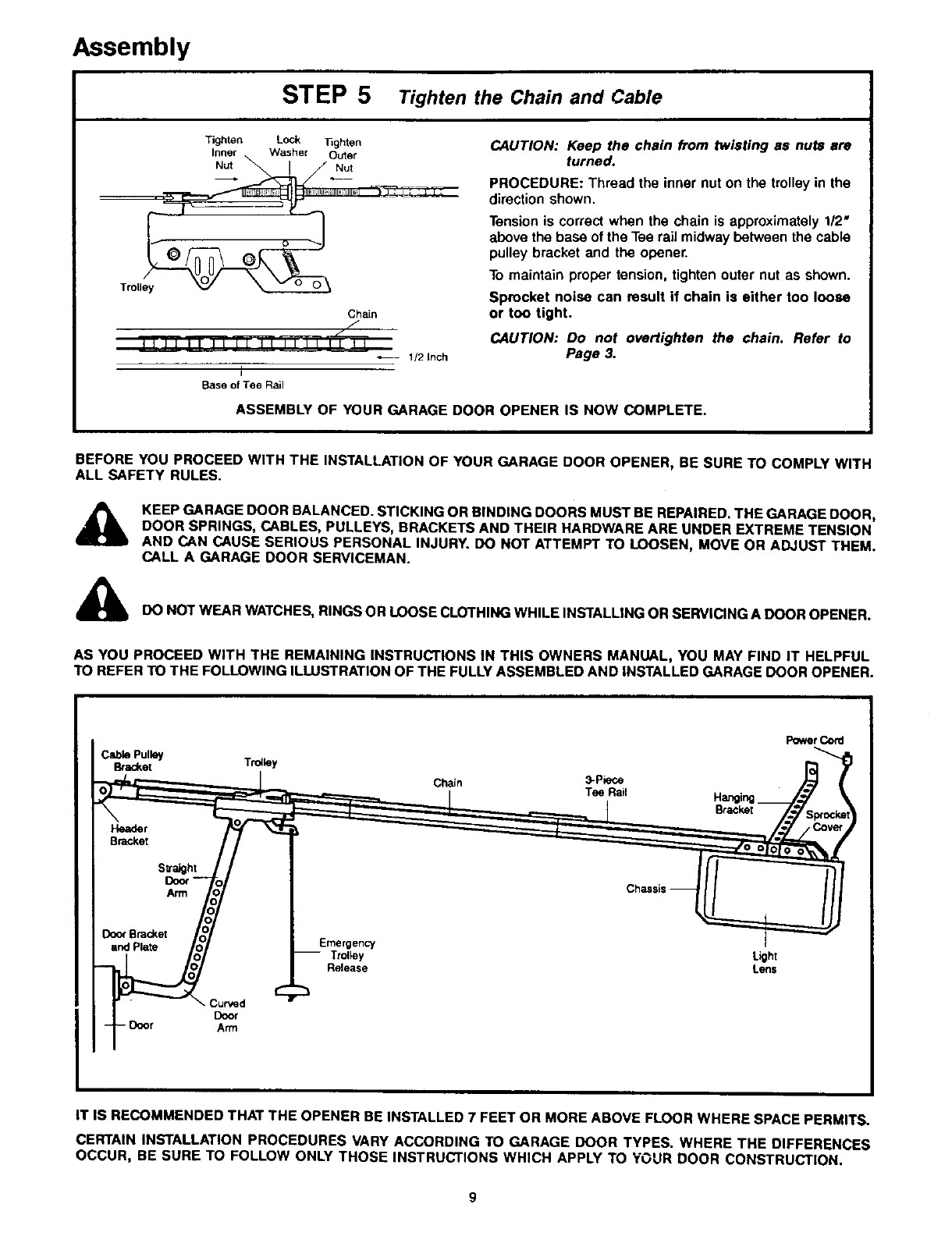 Craftsman Garage Door Opener Manual
 Page 9 of Craftsman Garage Door Opener 139 SR I 2HP