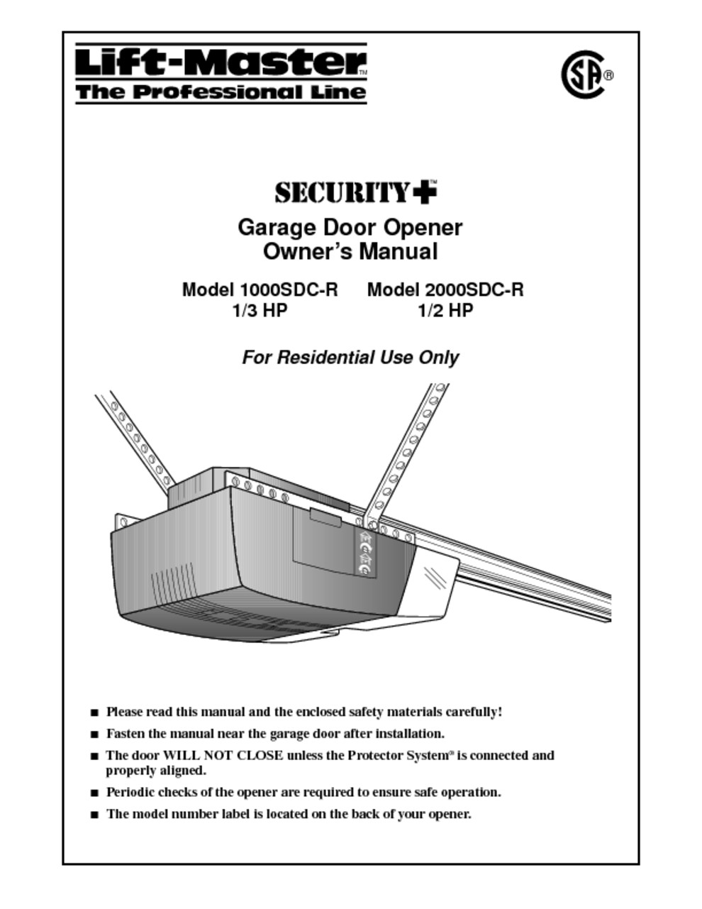 Craftsman Garage Door Opener Manual
 Garage Door Opener Users Guides "Garage Door Opener