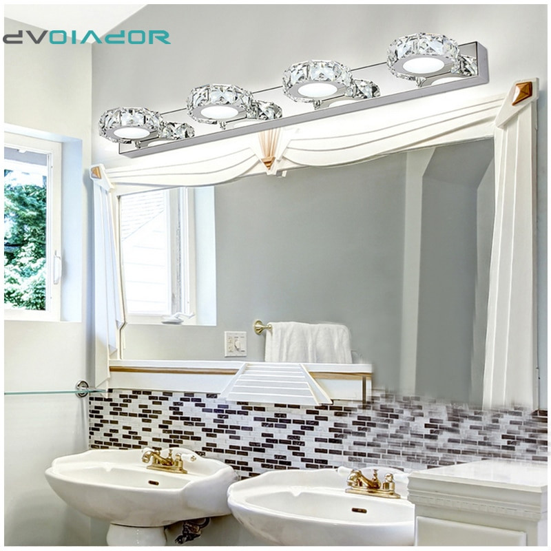 Crystal Bathroom Vanity Lights
 DVOLADOR Bathroom Vanity Light LED Crystal Make Up Mirror