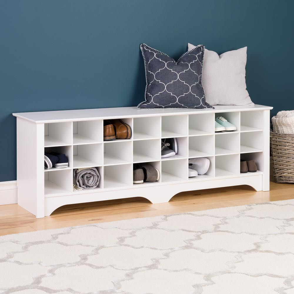 Cubbie Storage Bench
 Prepac 60 in White Shoe Cubby Bench WSS 6020 The Home Depot