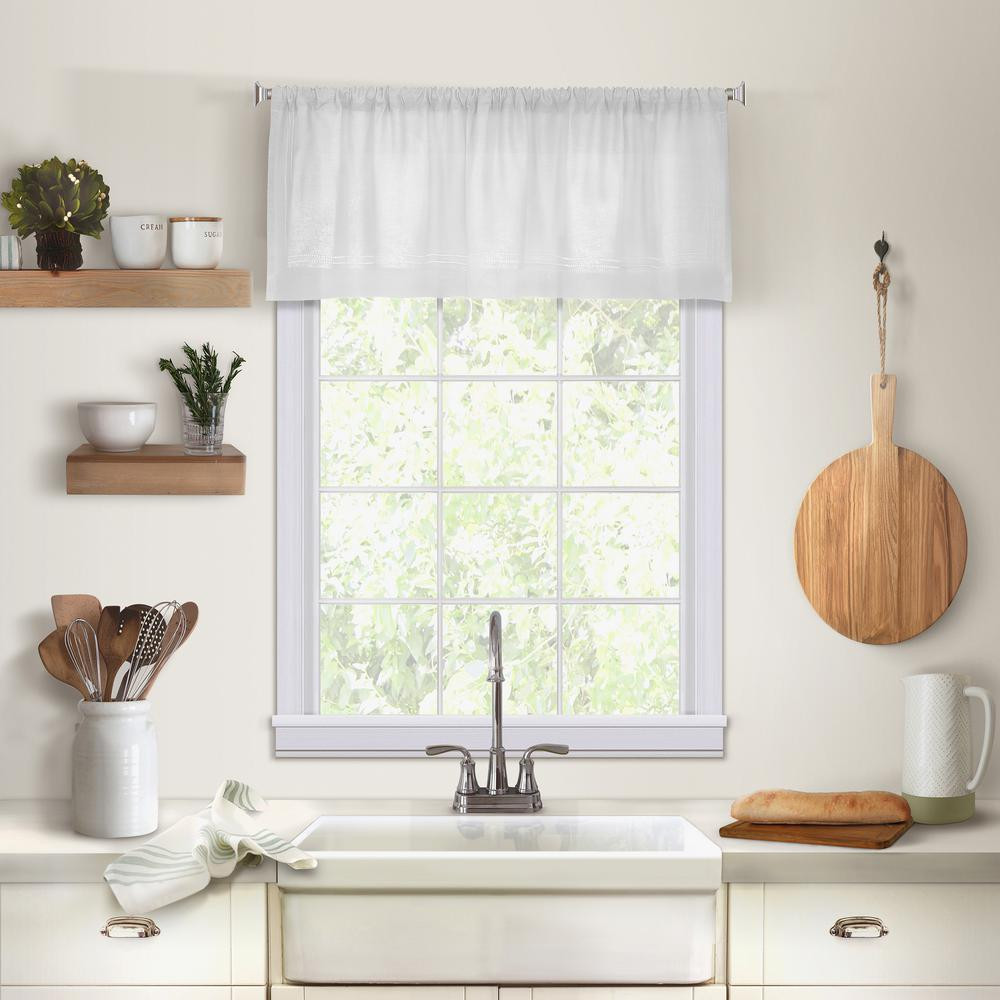 Curtains For Kitchen
 Elrene Cameron Kitchen Tier Window Valance WHT The
